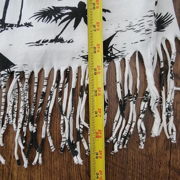 Lagaci Fringe Tank Top Women M Black White Tropical Palms Cover Up Casual Cotton - Picture 7 of 10